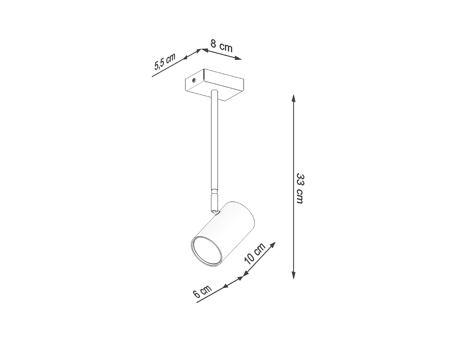 Plafondlampen Novatel modern van  - 1 lichtbronnen 3000K - L.10 x H.33 cm - zwart