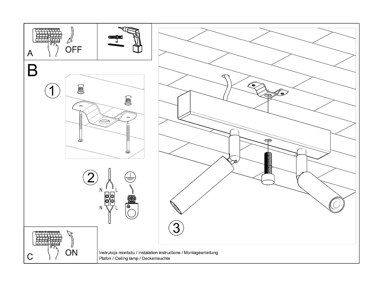 Plafonniers Astix moderne en aluminium - 2 sources lumineuses 4000K - L.25 x H.20 cm - blanc