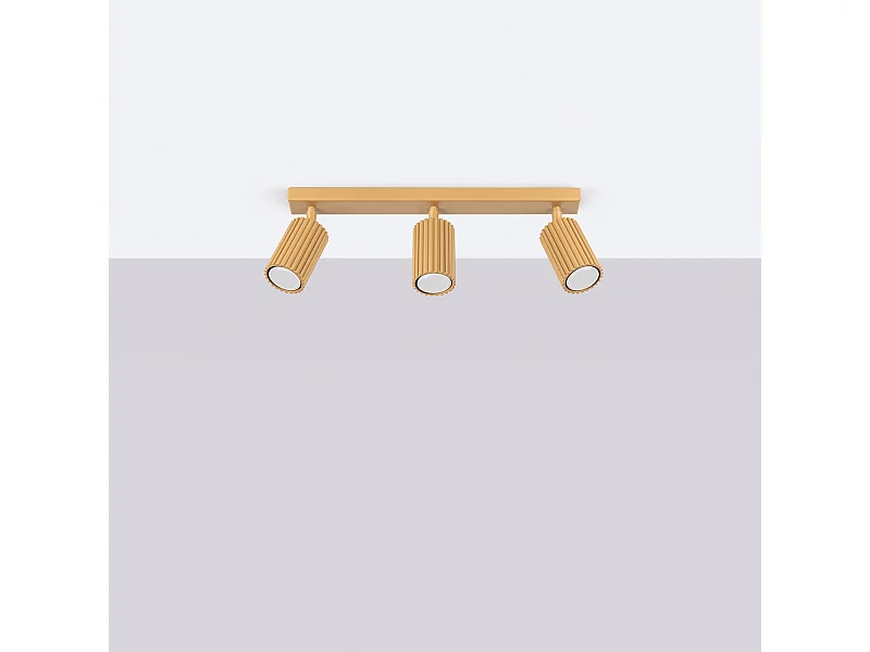 Luminária de teto Gloow minimalista, alumínio - 3 fontes de luz 4000K - L.45 x H.16.5 cm - dourado