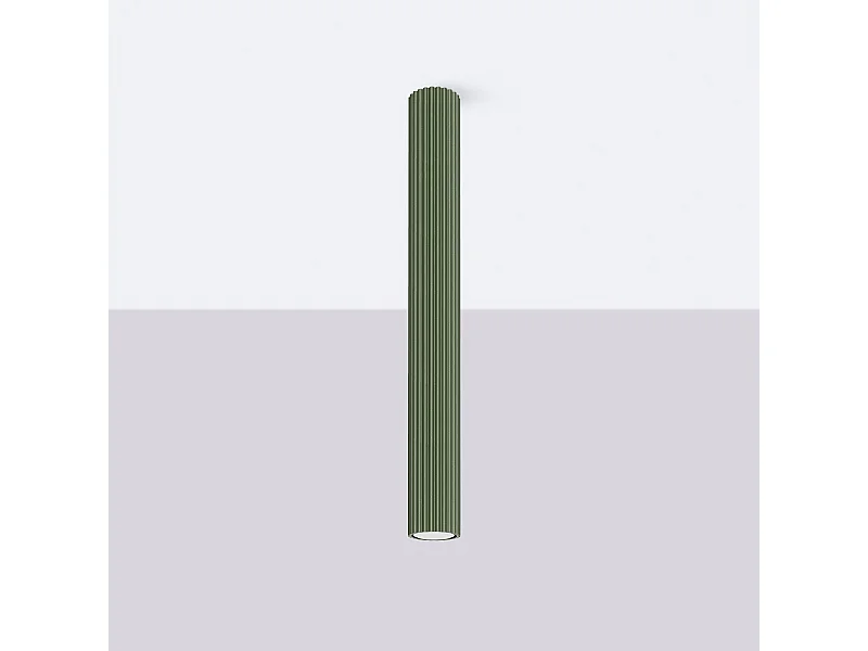 Plafonnier Gloow minimaliste en aluminium - 1 sources lumineuses 4000K - L.6,5 x H.60 cm - vert olive