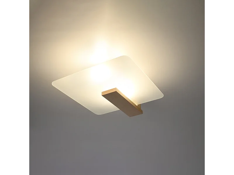 Plafonniers Nappo scandinave en bois/verre - 2 sources lumineuses 3000K - L.40 x H.47,5 cm - bois naturel