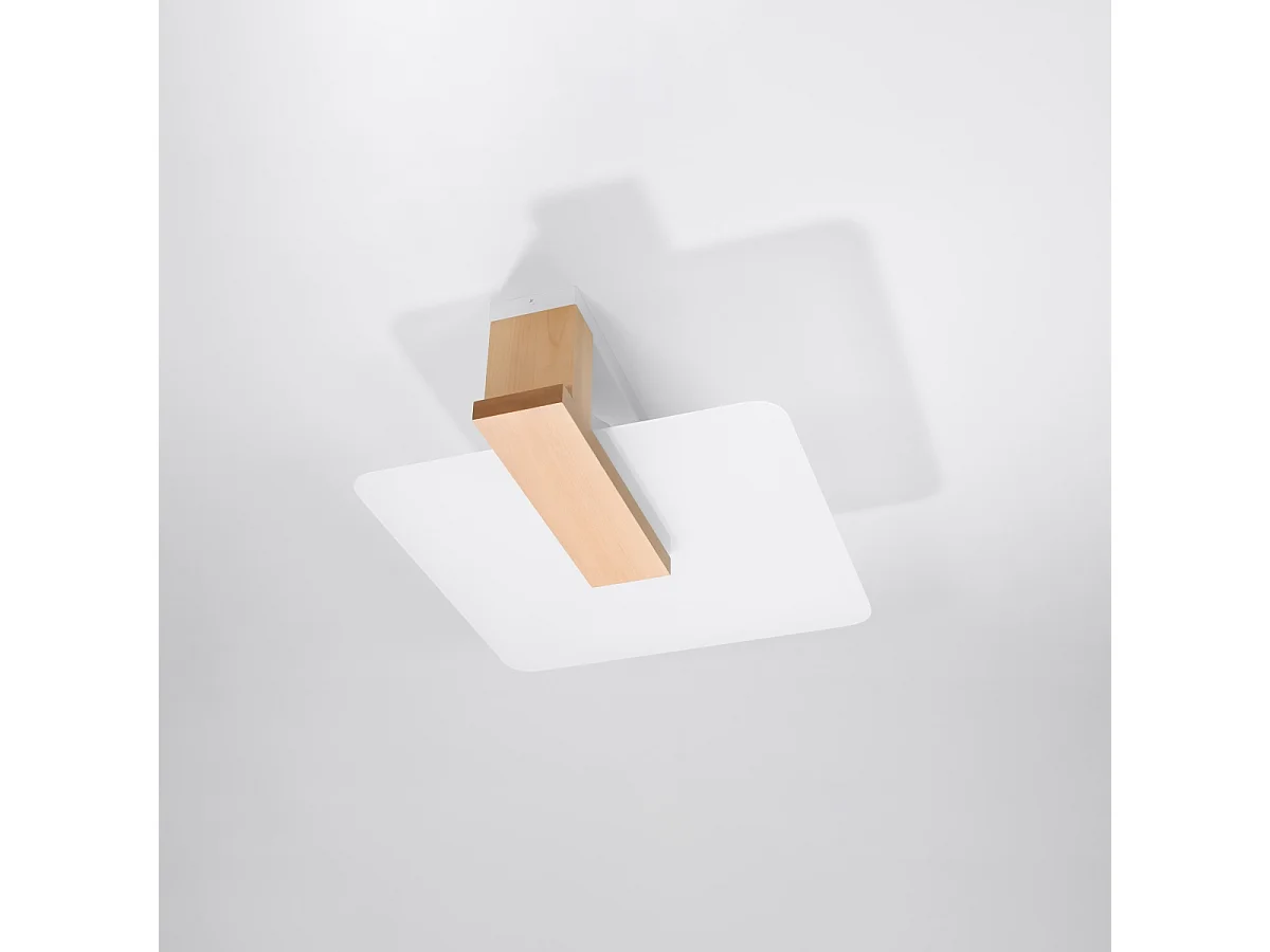 Plafonniers Nappo scandinave en bois/verre - 2 sources lumineuses 3000K - L.40 x H.47,5 cm - bois naturel