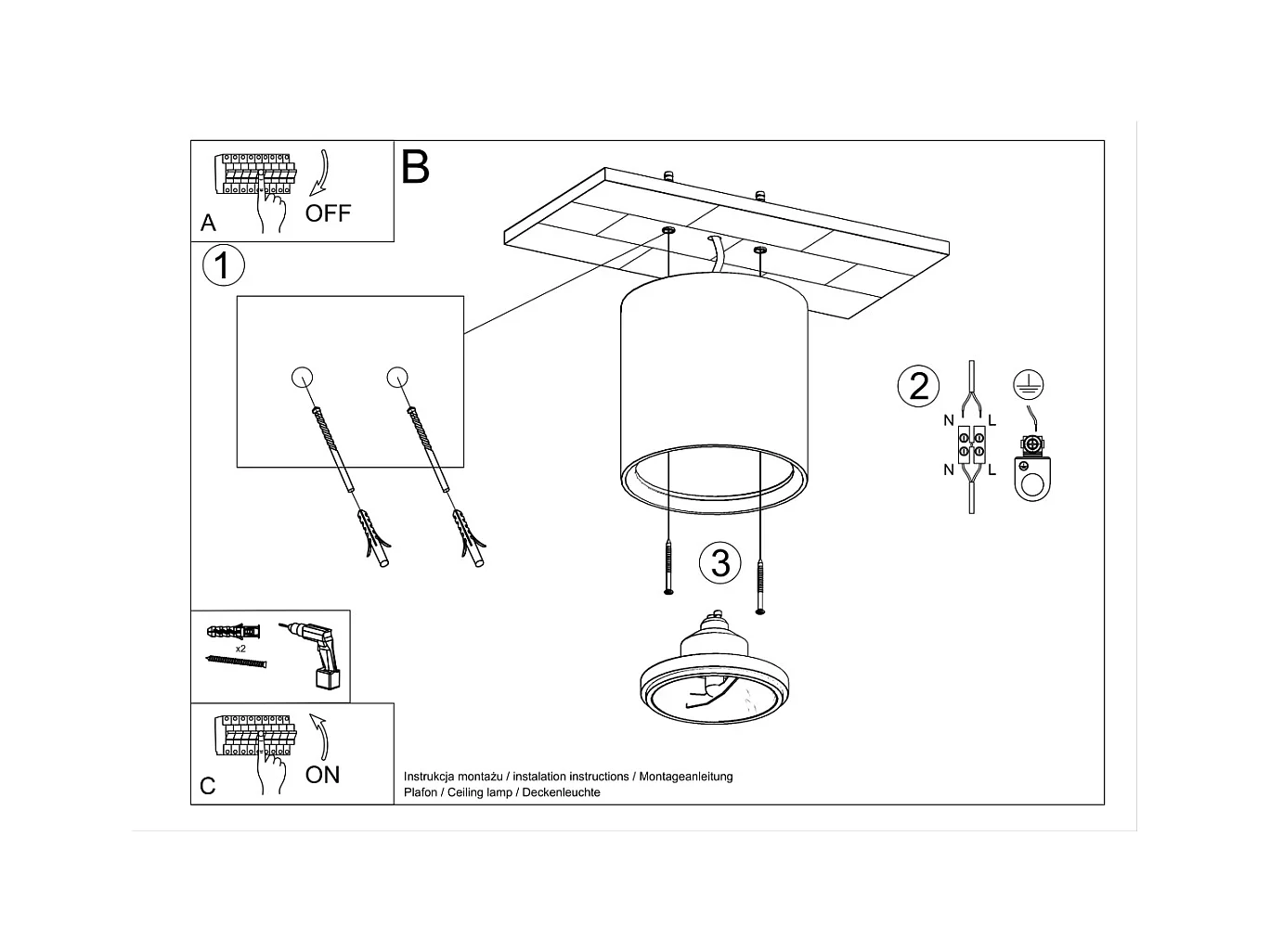 Plafonniers Shich moderne en céramique - 1 sources lumineuses 4000K - L.14,5 x H.14 cm - blanc