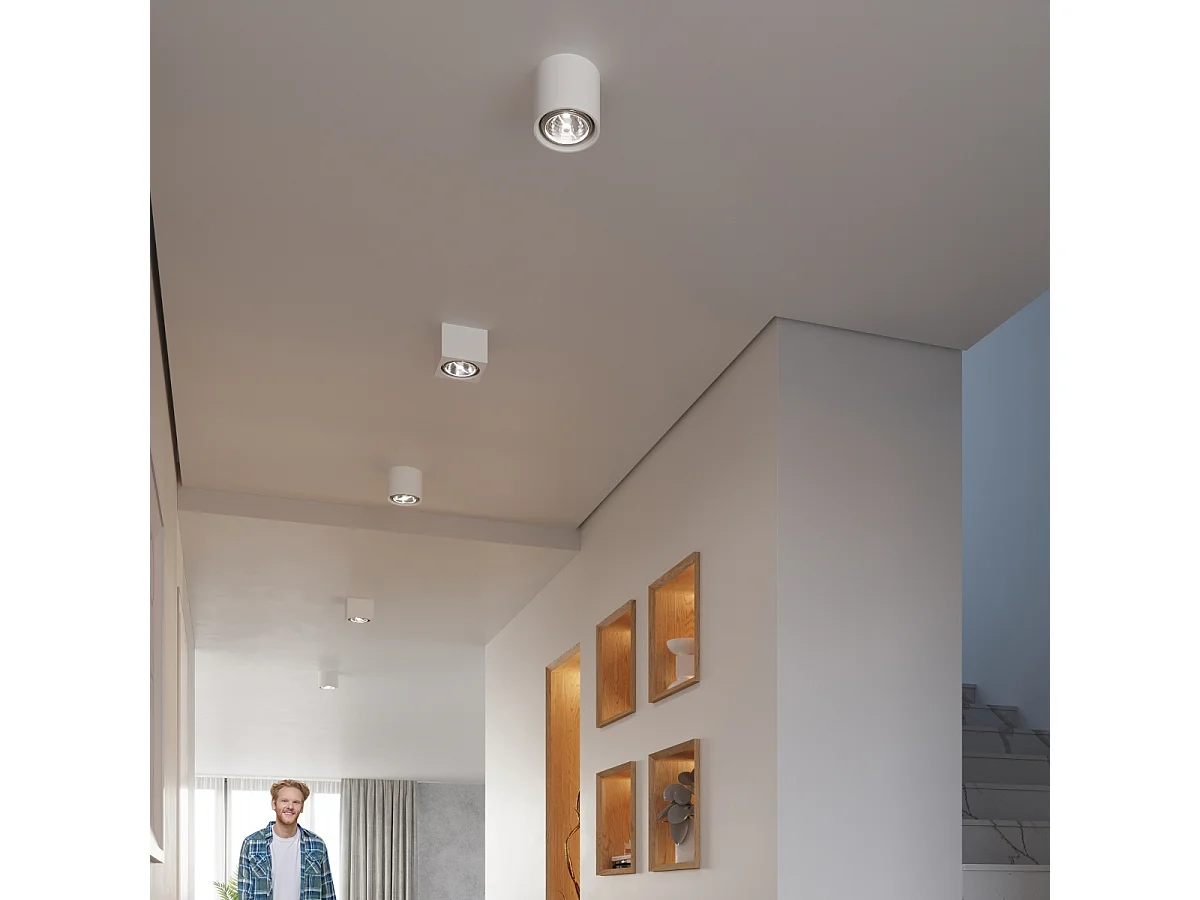 Plafonniers Shich moderne en céramique - 1 sources lumineuses 4000K - L.14,5 x H.14 cm - blanc