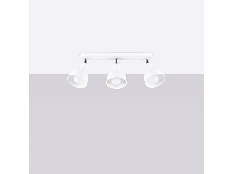 Plafonniers Zenda grenier en acier - 3 sources lumineuses 4000K - L.59 x H.18,5 cm - blanc