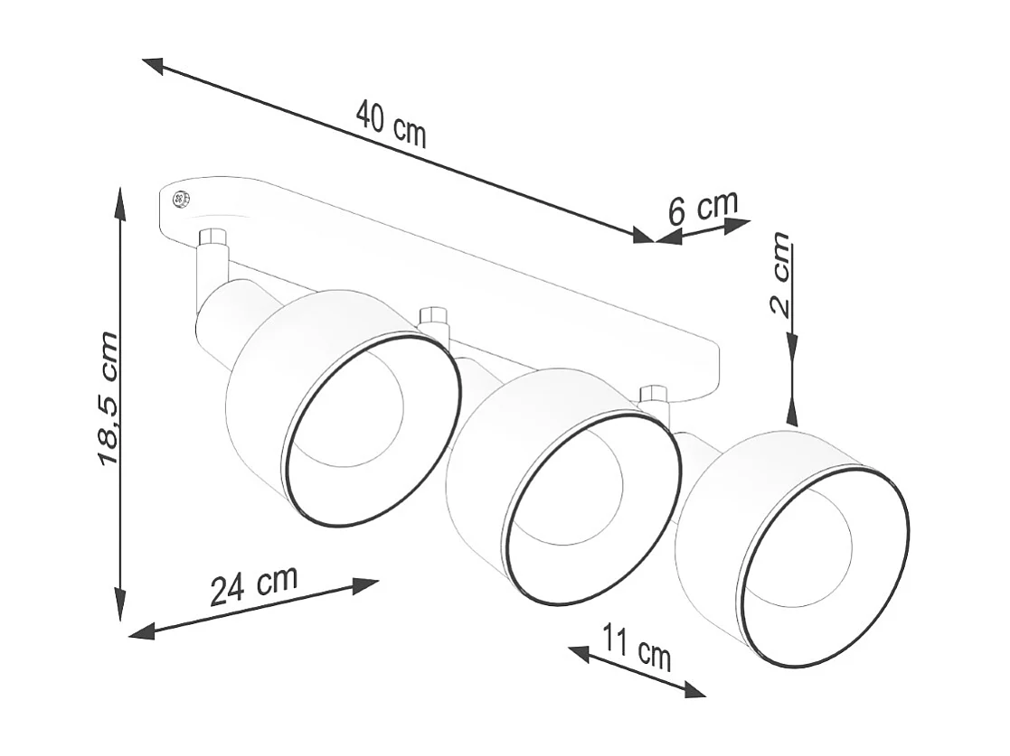Deckenlampen Zenda Dachgeschoss aus  Stahl - 3 lichtquellen 4000K - L.59 x H. cm - Weiß