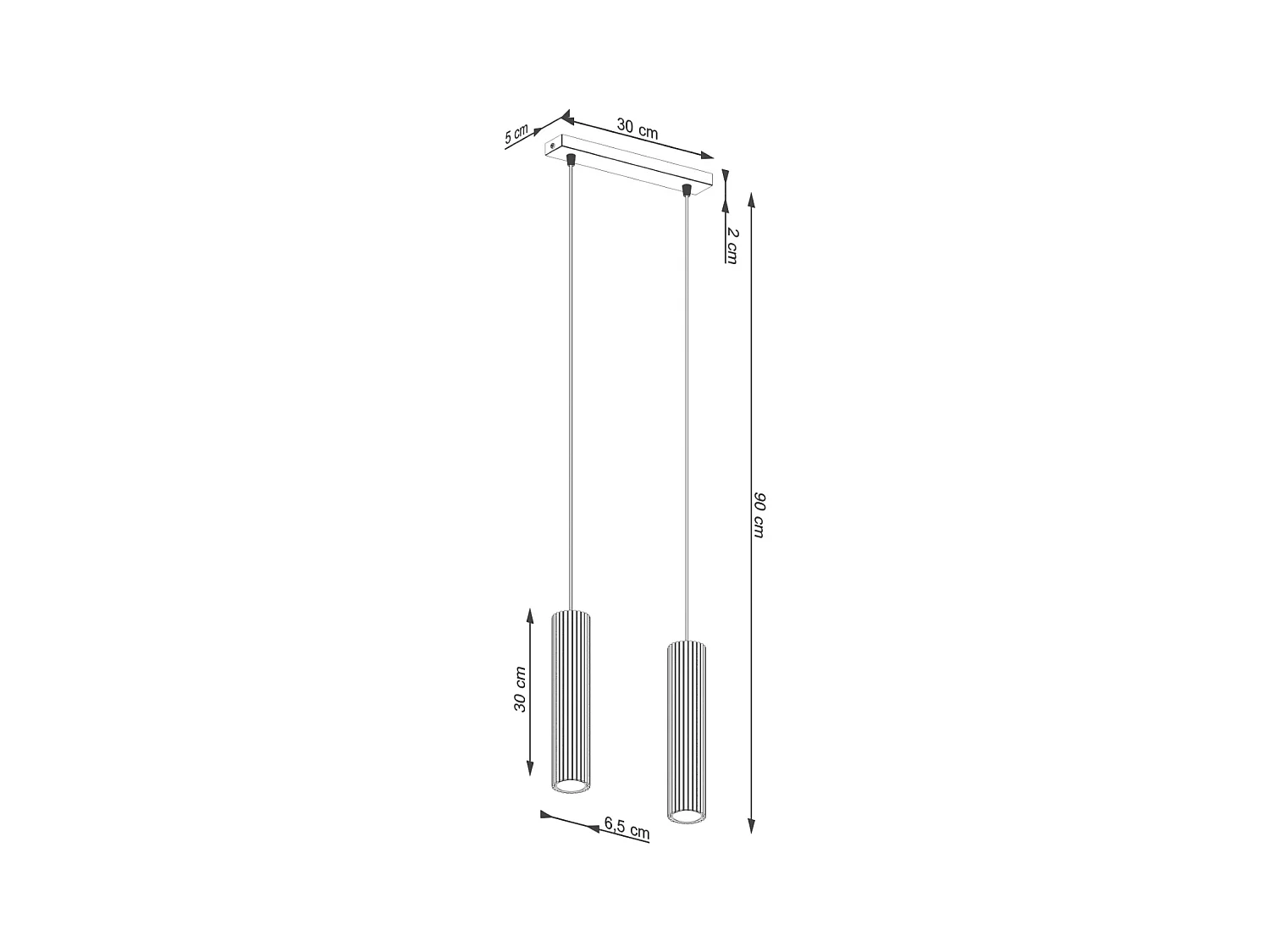 Hanglamp Gloow minimalistisch van  - 2 lichtbronnen 3000K - L.30 x H.90 cm - olijfgroen