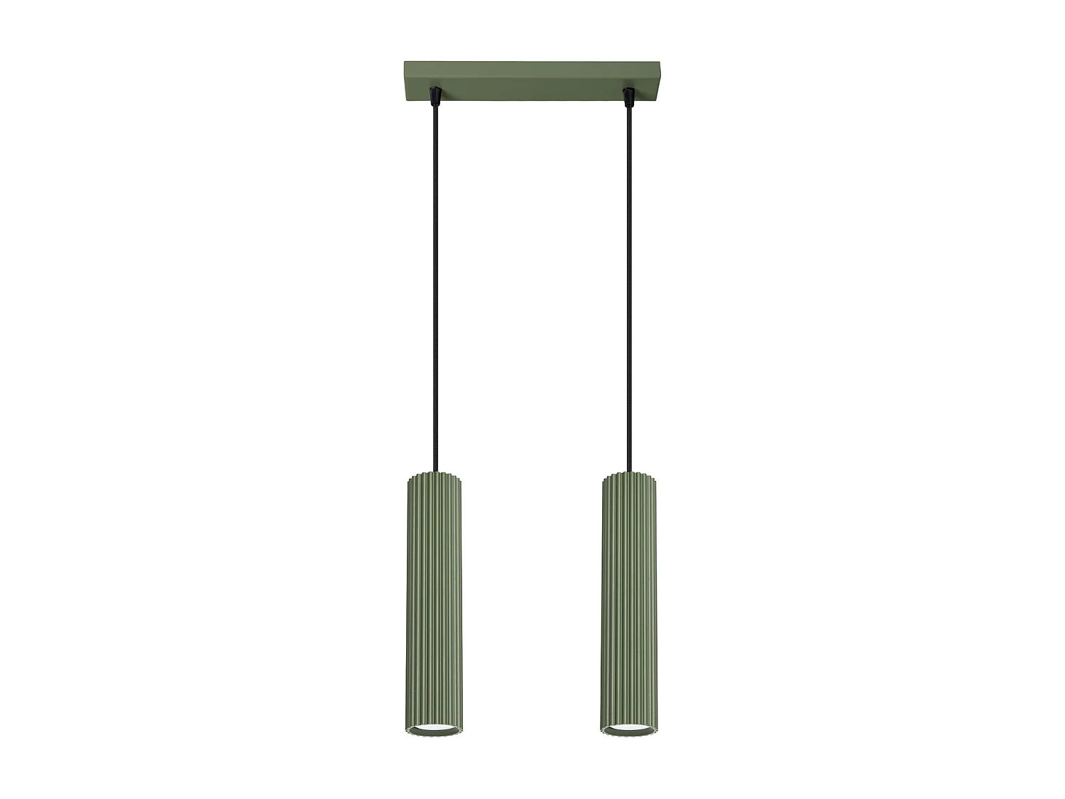 Lampa wisząca minimalistyczny Gloow, aluminium - 2 źródło światła 3000K - L.30 x H.90 cm - zielony oliwkowy