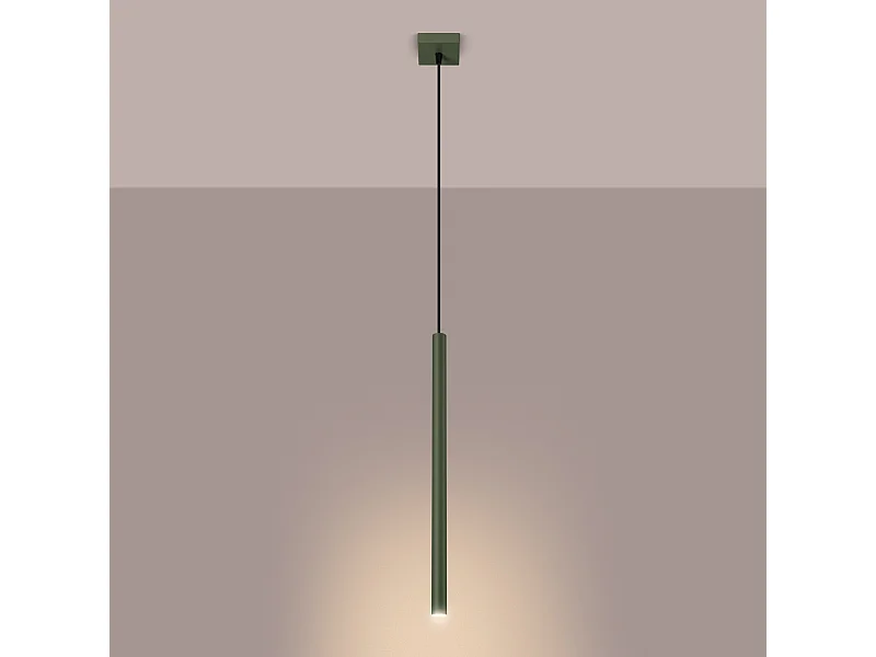Lampada a sospensione Brill moderno di acciaio - 1 sorgenti luminose 3000K - L.8 x A.114 cm - verde oliva