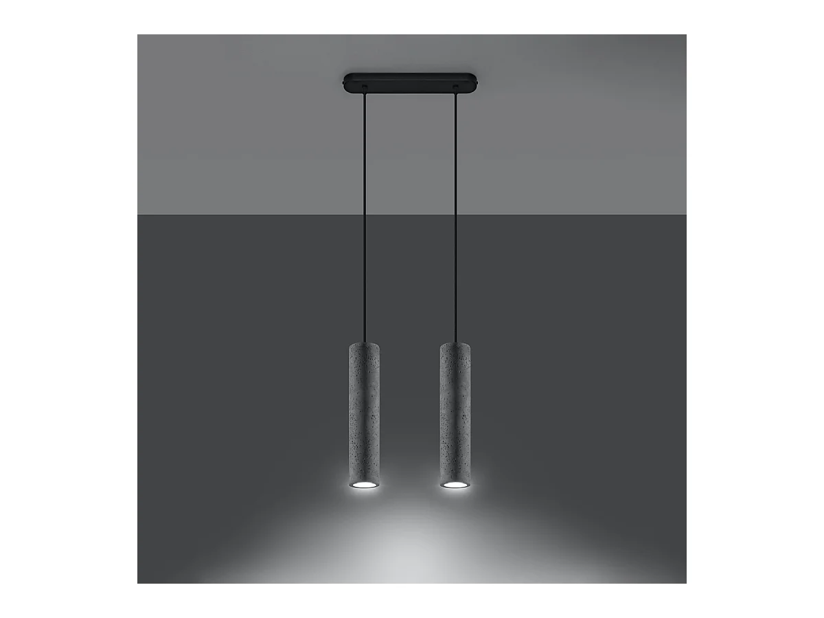 Lampy wiszące industrialny Solvix, beton - 2 źródło światła 3000K - L.30 x H.90 cm - szary