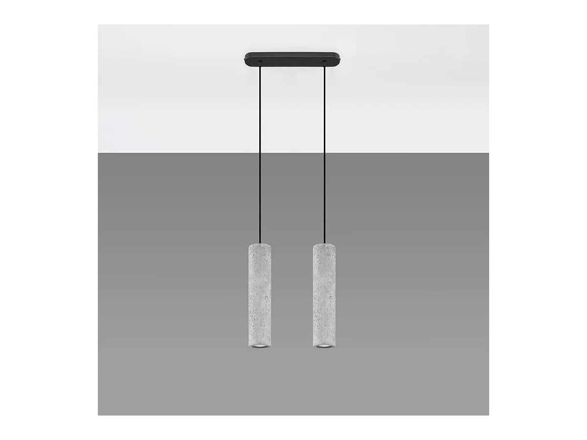 Lampy wiszące industrialny Solvix, beton - 2 źródło światła 3000K - L.30 x H.90 cm - szary
