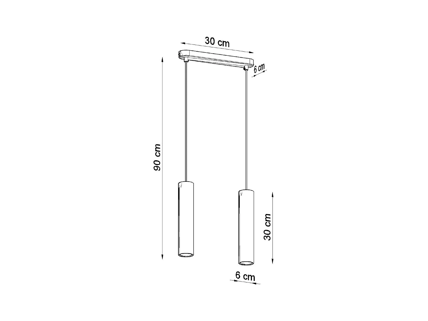 Lampy wiszące industrialny Solvix, beton - 2 źródło światła 3000K - L.30 x H.90 cm - szary
