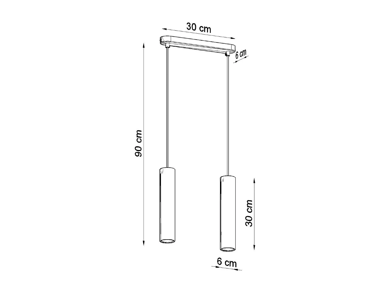 Lampes suspendues Solvix industriel en béton - 2 sources lumineuses 3000K - L.30 x H.90 cm - gris