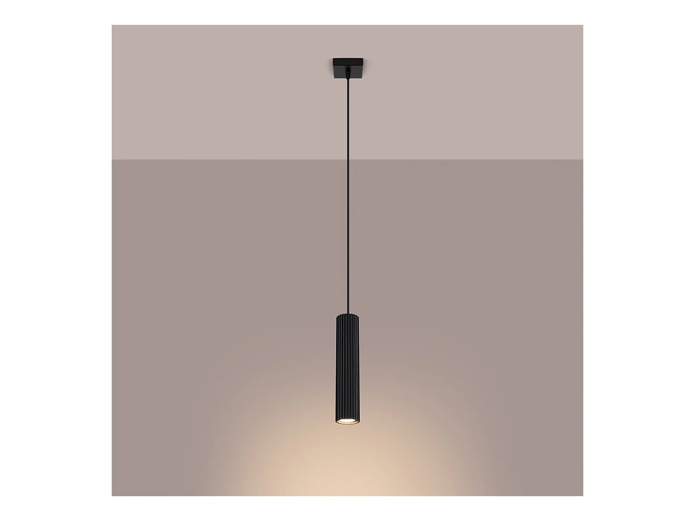 Hanglamp Gloow minimalistisch van  - 1 lichtbronnen 4000K - L.8 x H.118 cm - zwart