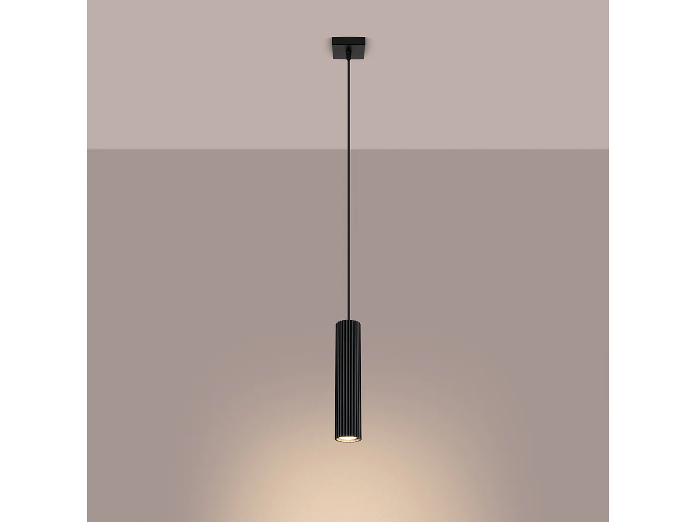 Lampa wisząca minimalistyczny Gloow, aluminium - 1 źródło światła 4000K - L.8 x H.118 cm - czarny