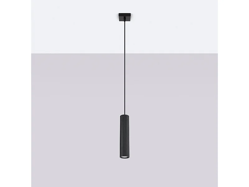 Lampe à suspension Gloow minimaliste en aluminium - 1 sources lumineuses 4000K - L.8 x H.118 cm - noir