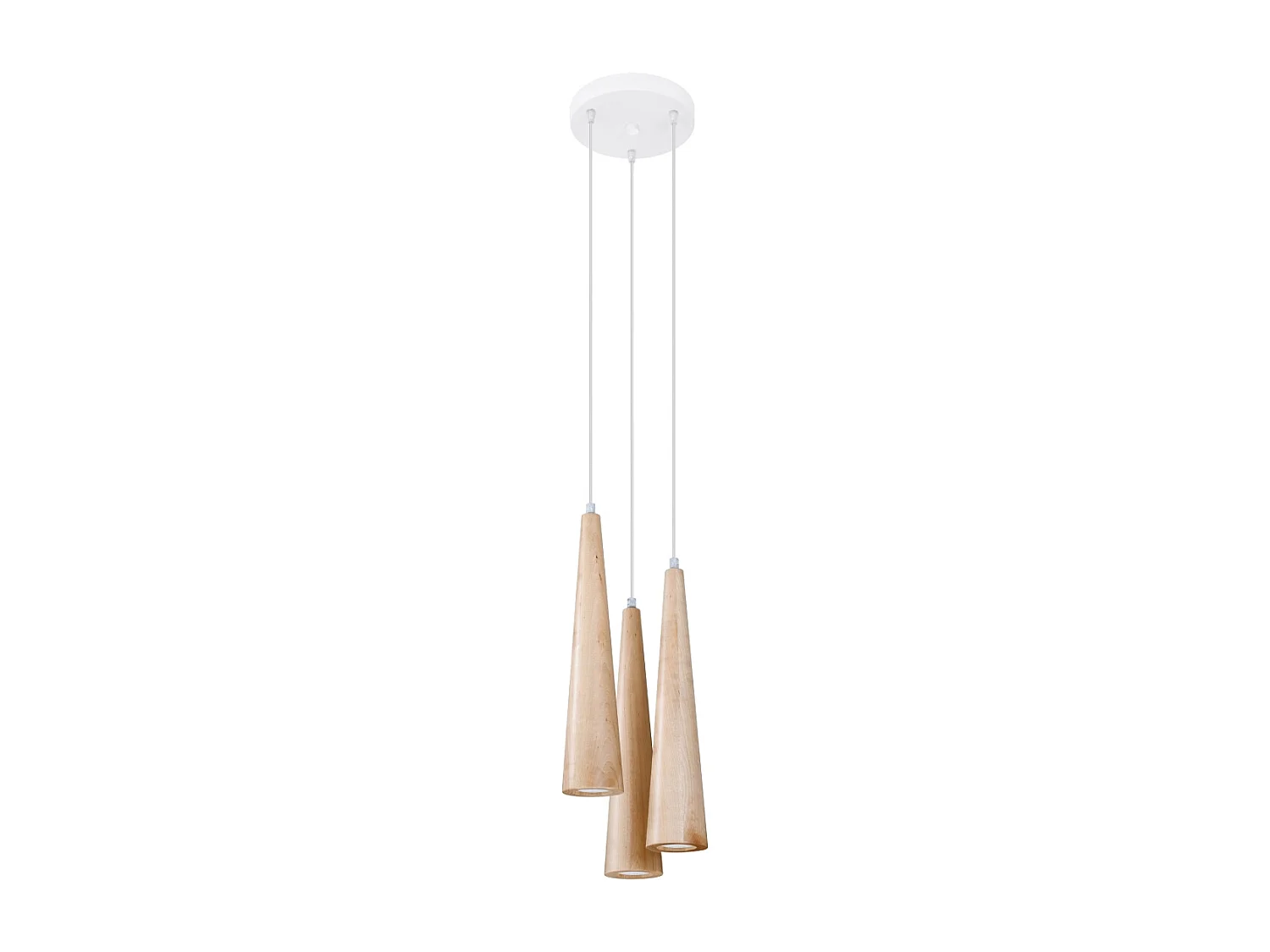 Lampes suspendues Ravo scandinave en bois - 3 sources lumineuses 4000K - L.20 x H.120 cm - bois naturel