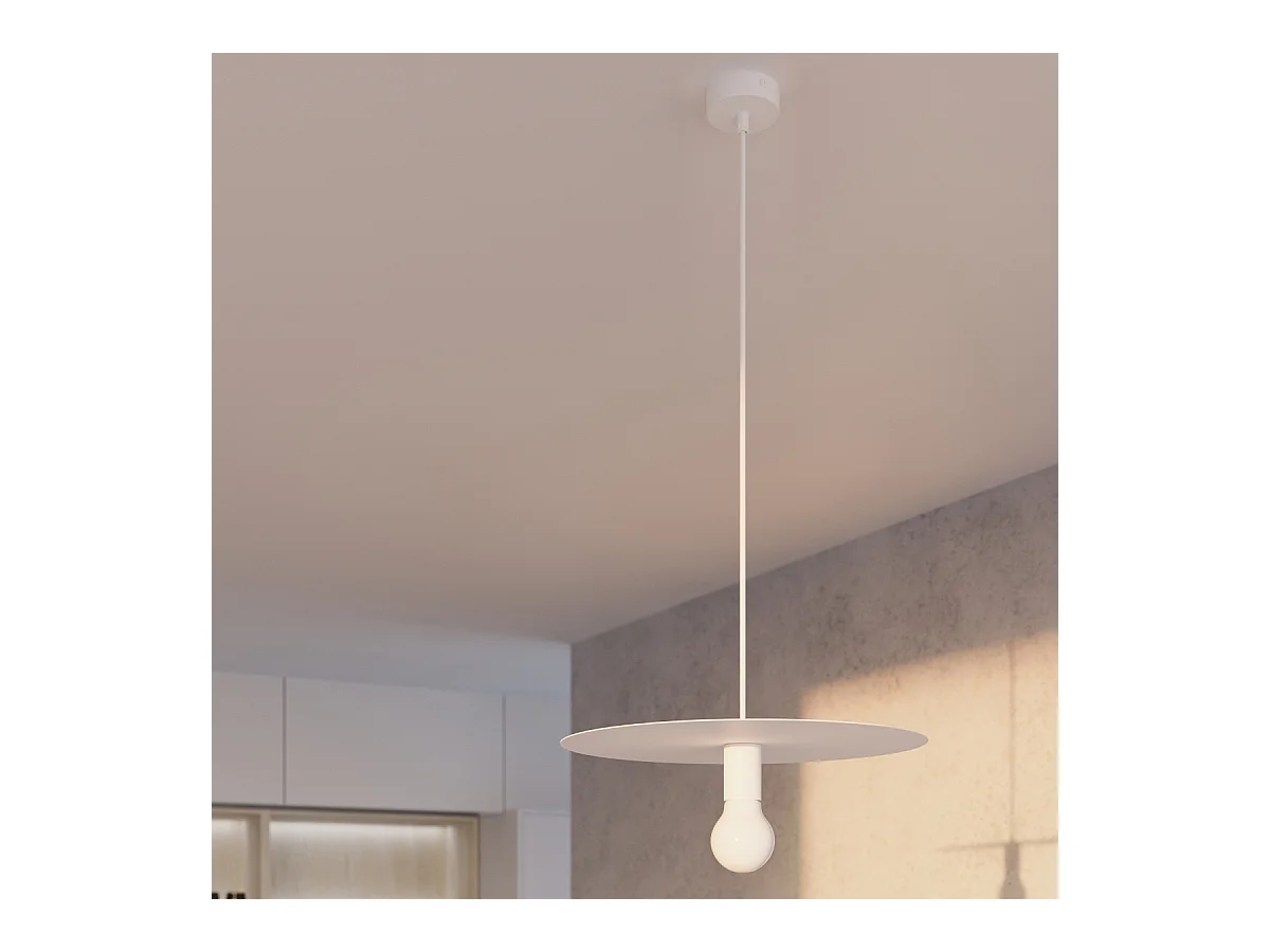 Lampes suspendues Flavieta moderne en acier - 1 sources lumineuses 4000K - L.40 x H.105 cm - blanc