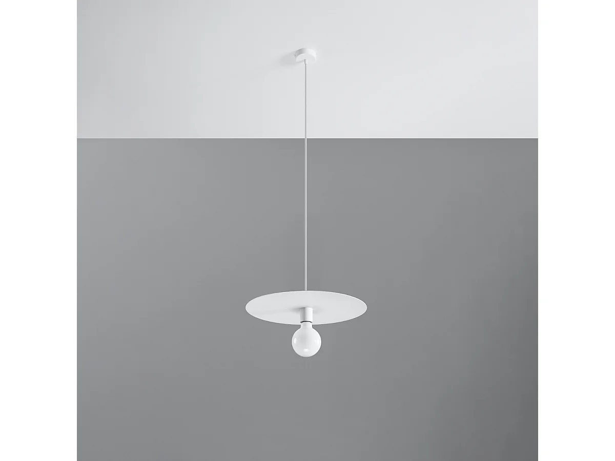 Lampes suspendues Flavieta moderne en acier - 1 sources lumineuses 4000K - L.40 x H.105 cm - blanc