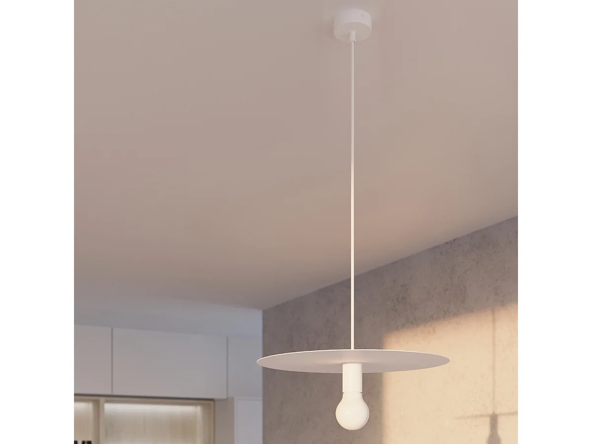 Lampes suspendues Flavieta moderne en acier - 1 sources lumineuses 4000K - L.40 x H.105 cm - blanc