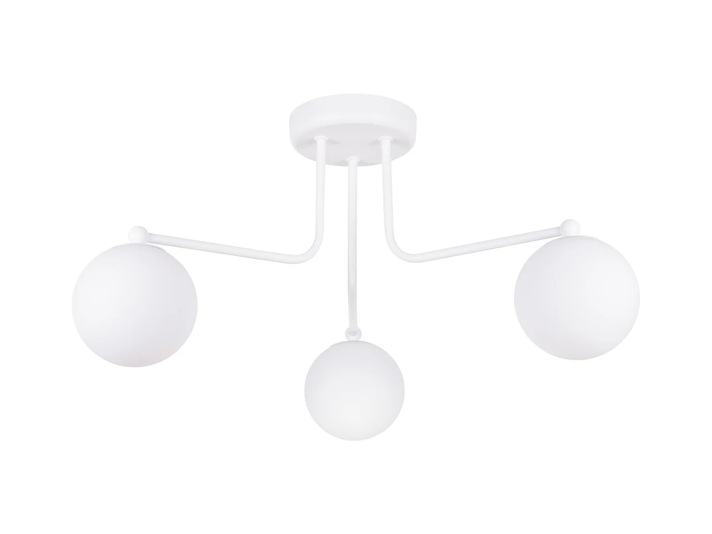 Lustre Bealy minimaliste en acier/verre - 3 sources lumineuses 4000K - L.62 x H.29 cm - blanc