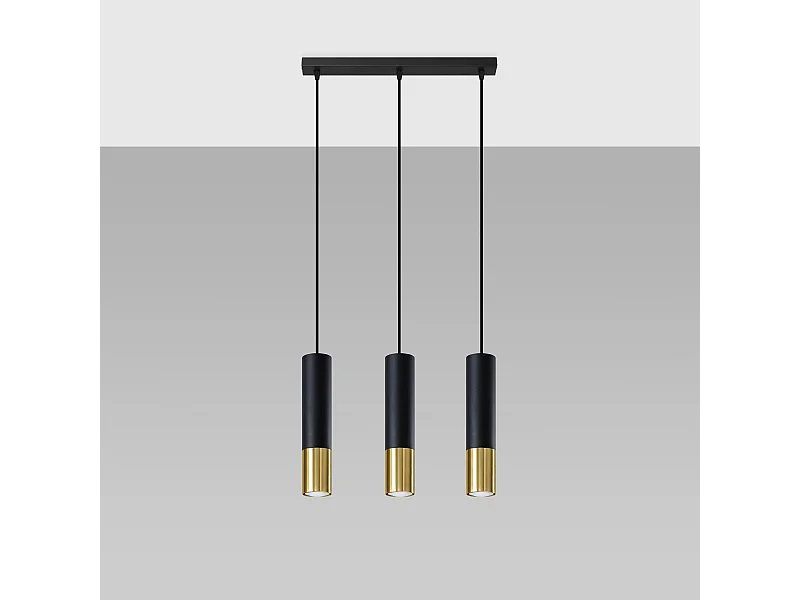 Hanglampen Zarpex modern van  - 3 lichtbronnen 4000K - L.45 x H.90 cm - zwart goud
