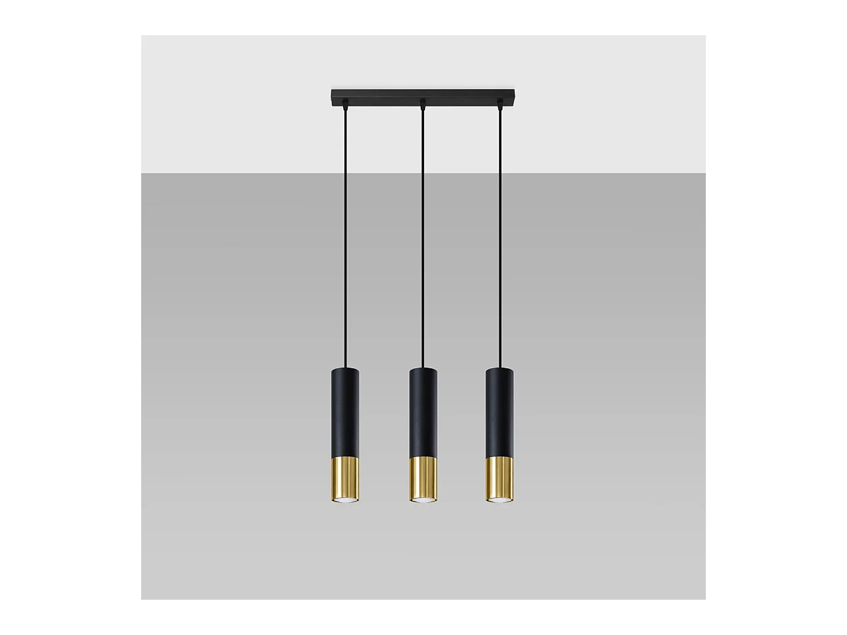 Hanglampen Zarpex modern van  - 3 lichtbronnen 4000K - L.45 x H.90 cm - zwart goud