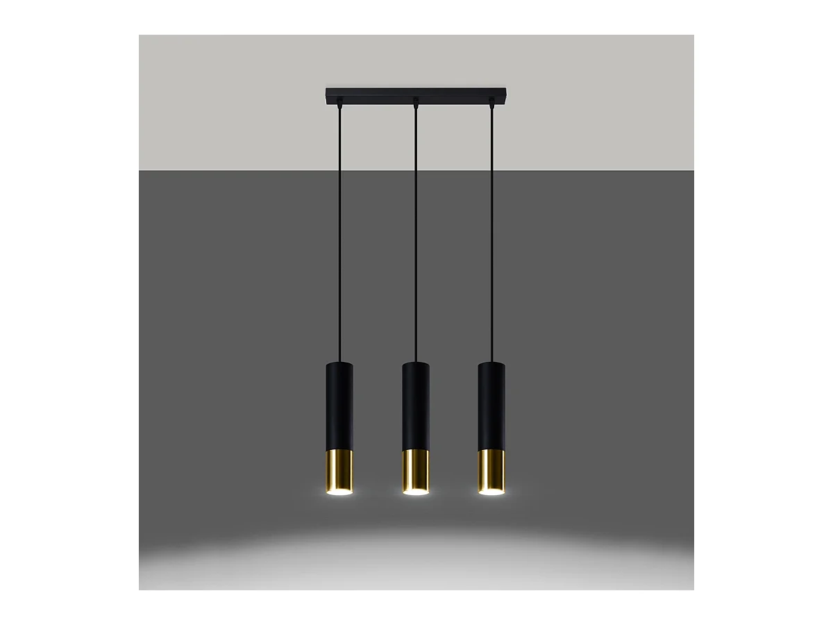 Hanglampen Zarpex modern van  - 3 lichtbronnen 4000K - L.45 x H.90 cm - zwart goud