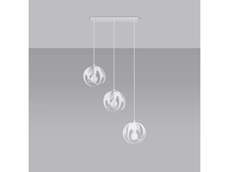 Lampade a sospensione Brive moderno di acciaio - 3 sorgenti luminose 4000K - L.50 x A.117 cm - bianco