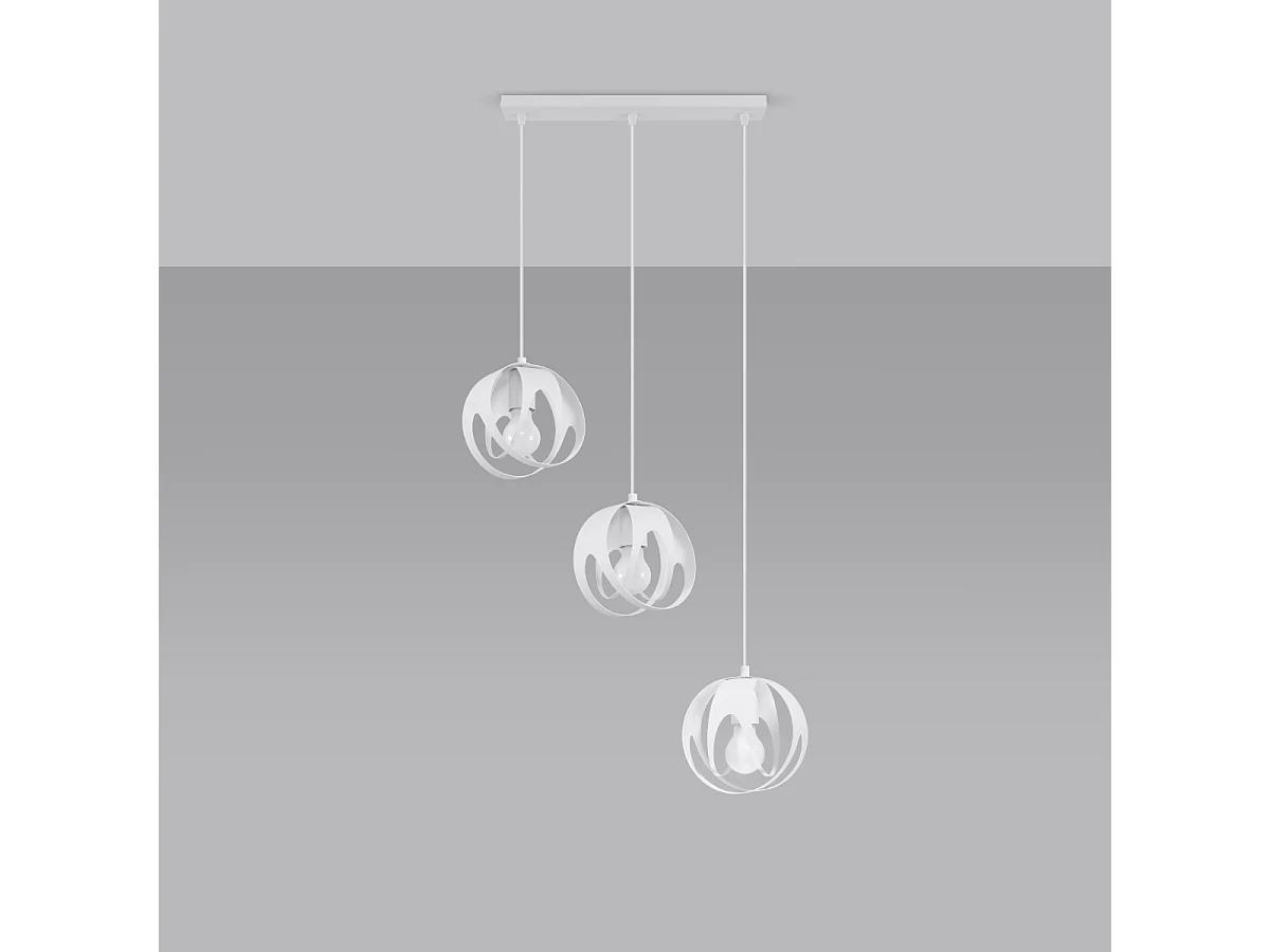 Lampade a sospensione Brive moderno di acciaio - 3 sorgenti luminose 4000K - L.50 x A.117 cm - bianco