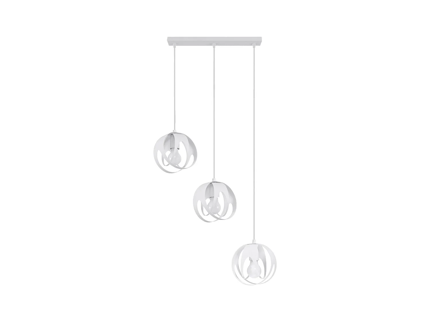 Lampade a sospensione Brive moderno di acciaio - 3 sorgenti luminose 4000K - L.50 x A.117 cm - bianco