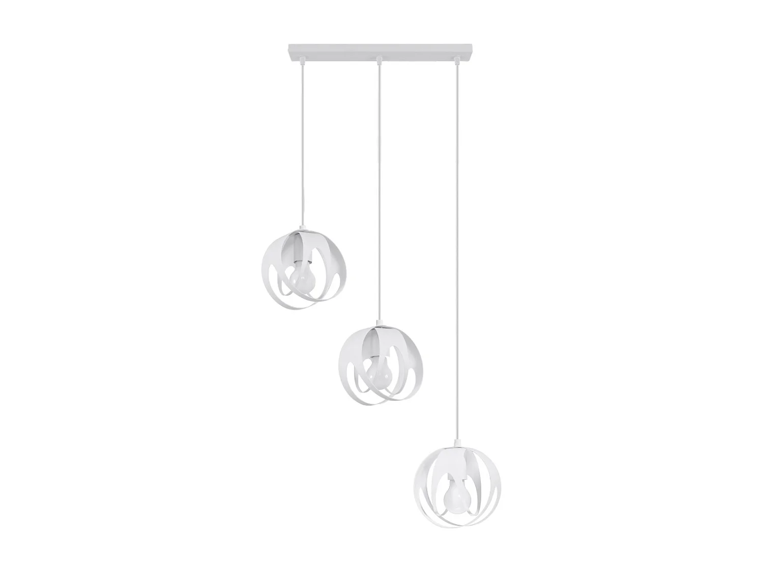 Lampes suspendues Brive moderne en acier - 3 sources lumineuses 4000K - L.50 x H.117 cm - blanc