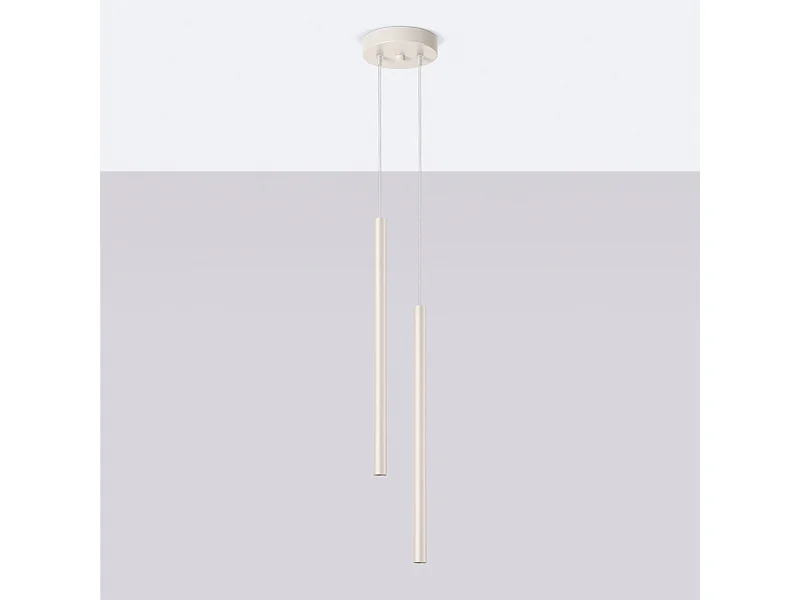 Lampe à suspension Brill moderne en acier - 2 sources lumineuses 4000K - L.15 x H.104 cm - beige