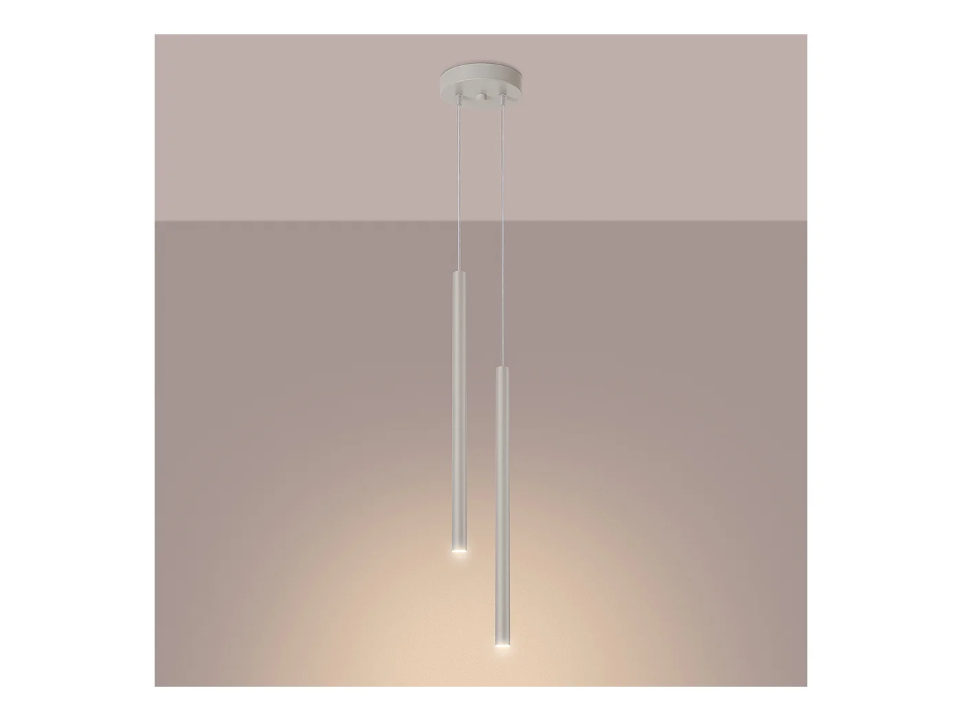 Lampada a sospensione Brill moderno di acciaio - 2 sorgenti luminose 4000K - L.15 x A.104 cm - beige