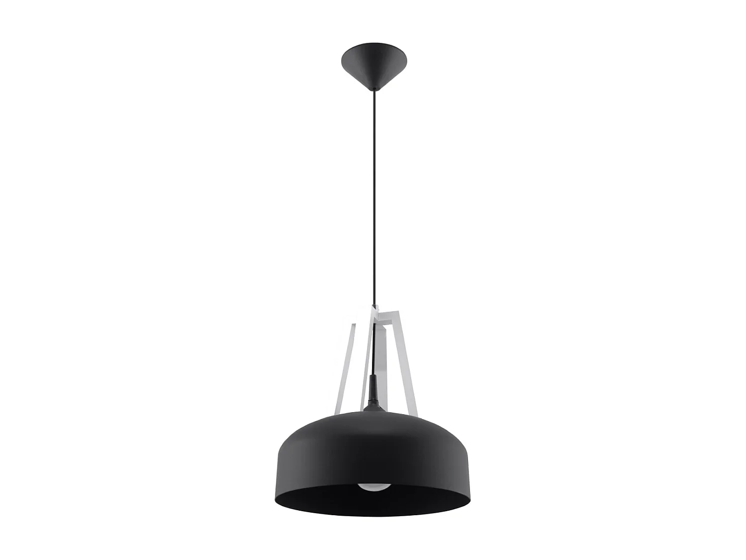 Lampes suspendues Solivo moderne en acier/bois - 1 sources lumineuses 4000K - L.30 x H.85 cm - noir blanc
