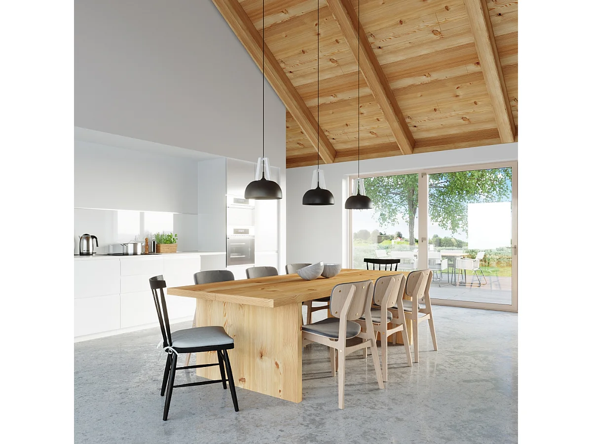 Lampes suspendues Solivo moderne en acier/bois - 1 sources lumineuses 4000K - L.30 x H.85 cm - noir blanc