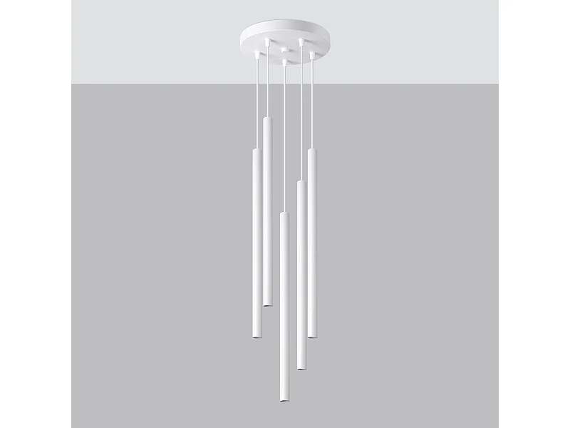 Lampy wiszące nowoczesny Brill, stal - 5 źródło światła 4000K - L.25 x H.110 cm - biały