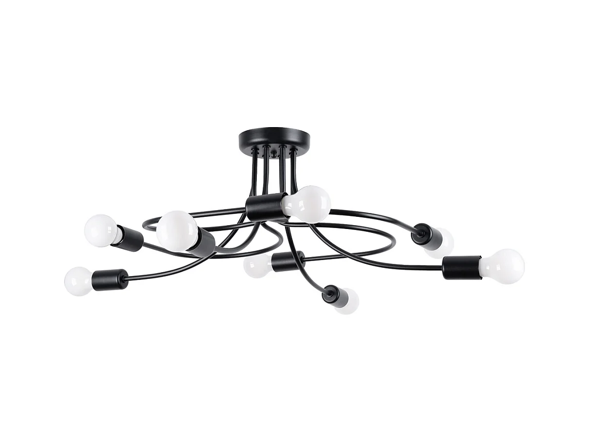 Lustres Varilex industrial, aço - 8 fontes de luz 4000K - L.58 x H.28 cm - preto