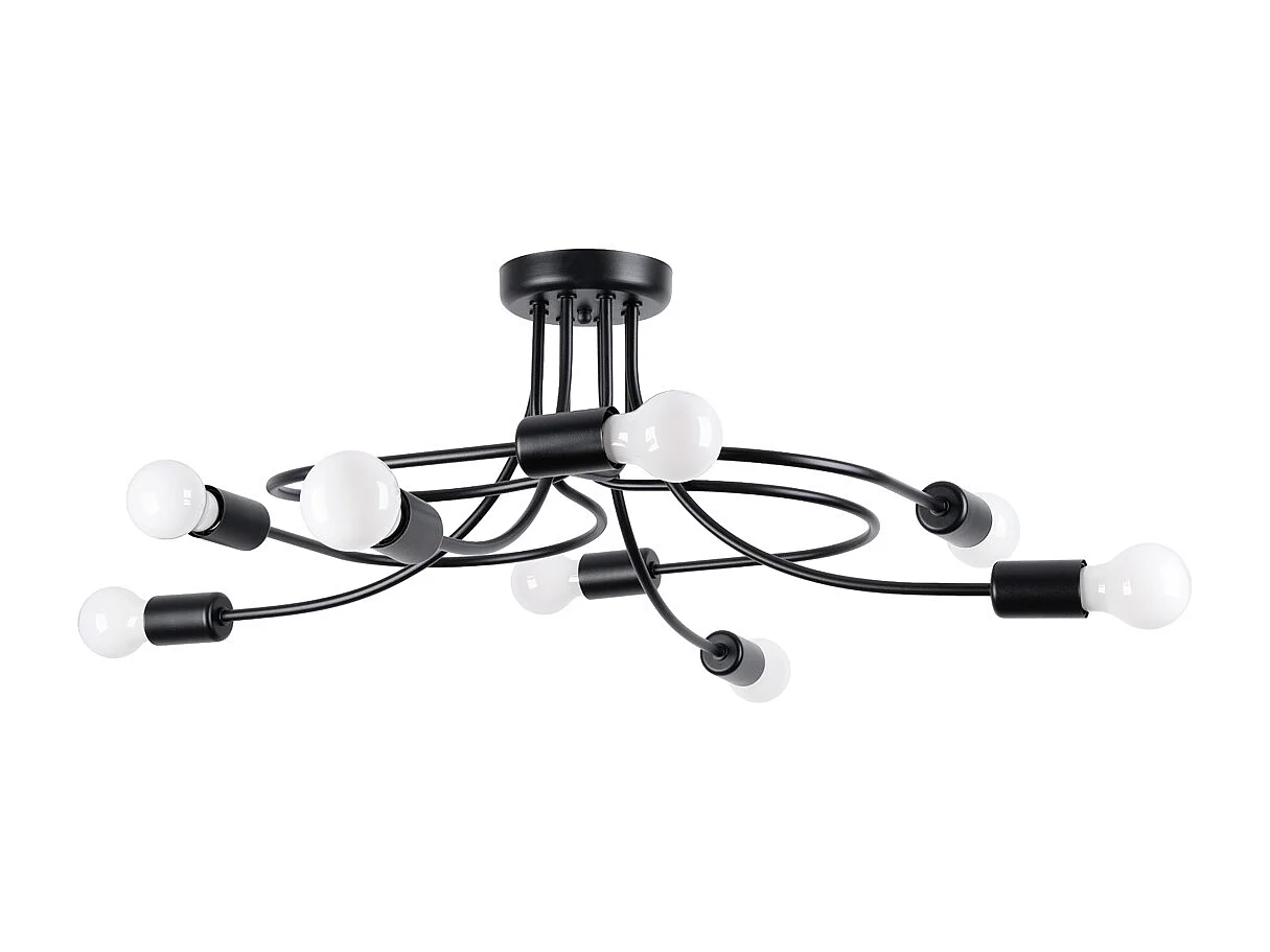 Lustres Varilex industriel en acier - 8 sources lumineuses 4000K - L.58 x H.28 cm - noir