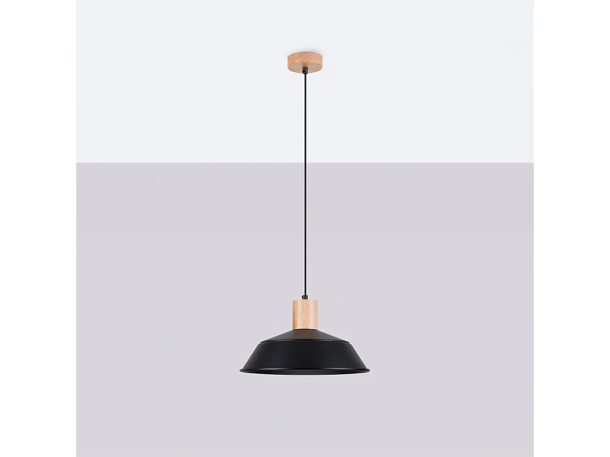 Lampes suspendues Fanova scandinave en acier - 1 sources lumineuses 4000K - L.34 x H.120 cm - noir