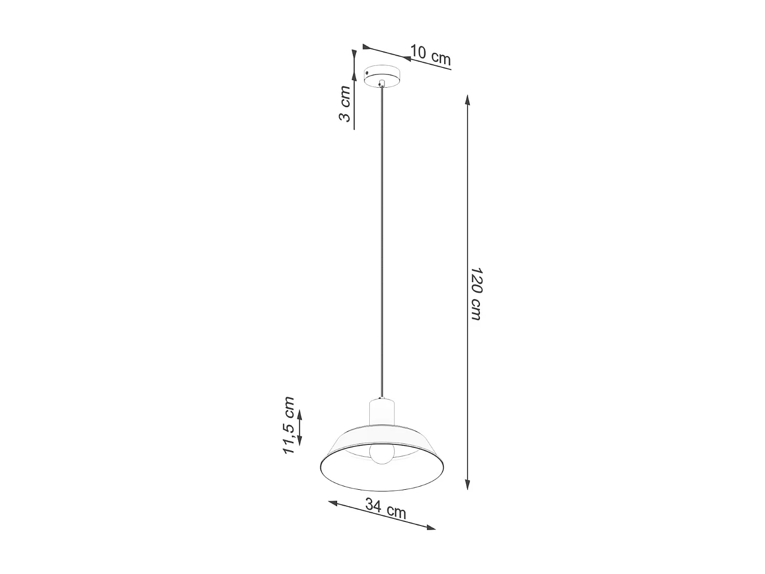 Lampes suspendues Fanova scandinave en acier - 1 sources lumineuses 4000K - L.34 x H.120 cm - noir
