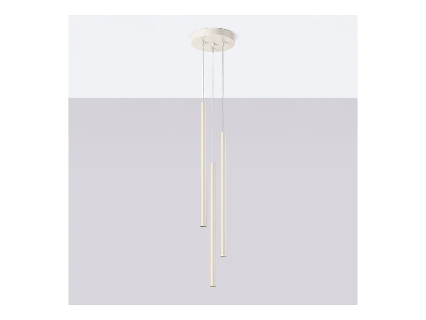 Lampe à suspension Brill moderne en acier - 3 sources lumineuses 3000K - L.19,5 x H.104 cm - beige