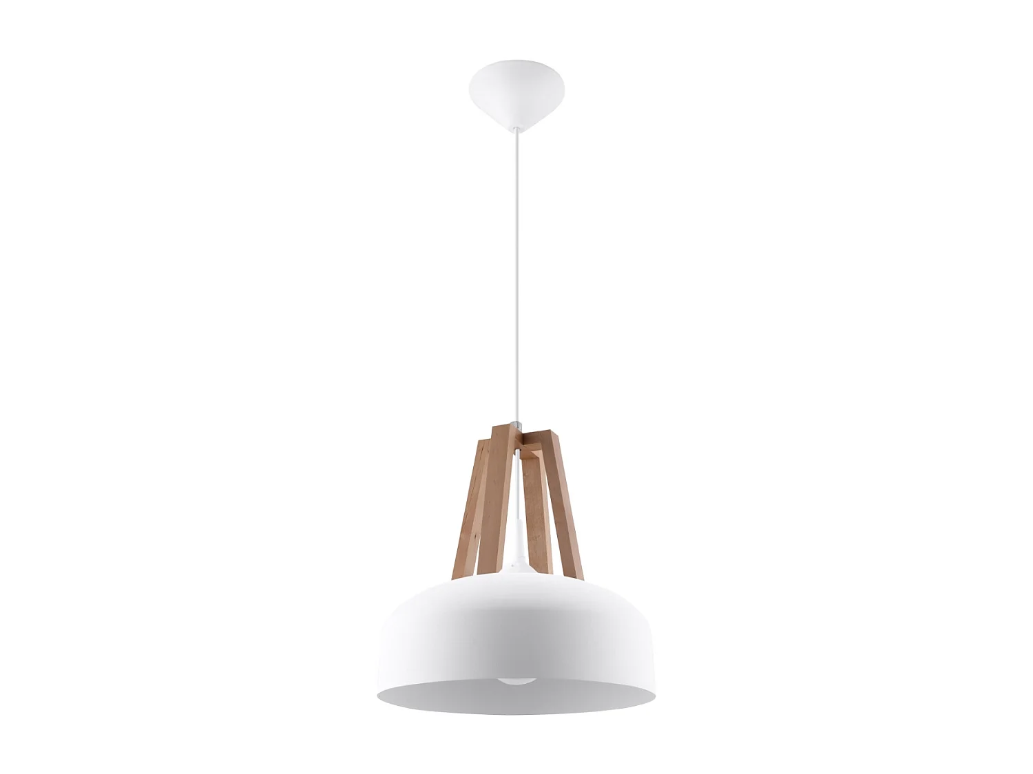 Lampes suspendues Solivo moderne en acier/bois - 1 sources lumineuses 3000K - L.30 x H.85 cm - blanc/bois naturel