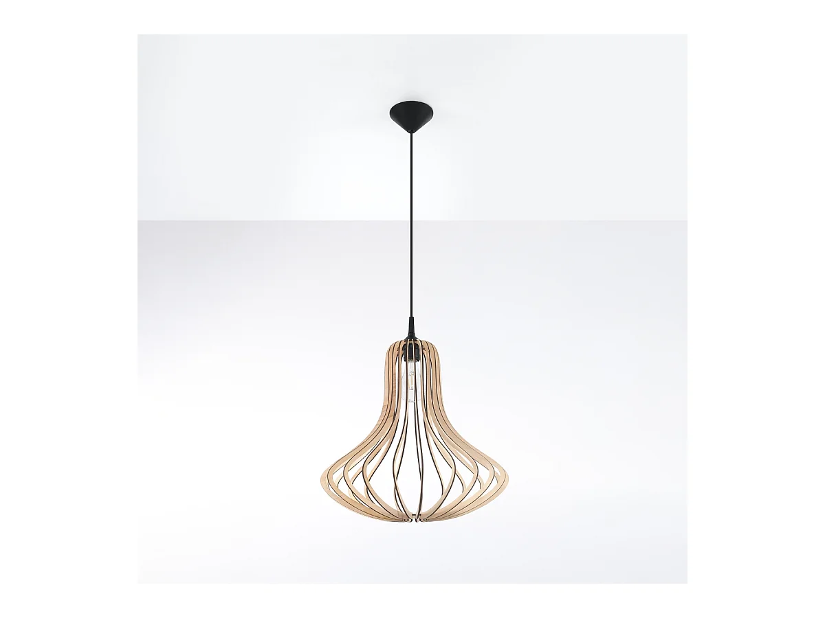 Lampy wiszące skandynawski Zenix, drewno - 1 źródło światła 4000K - L.41 x H.110 cm - naturalne drewno