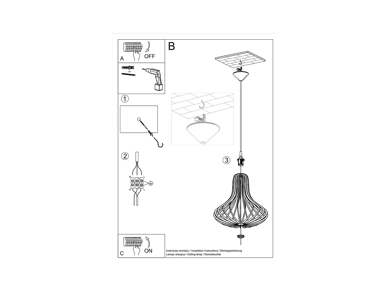 Lampy wiszące skandynawski Zenix, drewno - 1 źródło światła 4000K - L.41 x H.110 cm - naturalne drewno