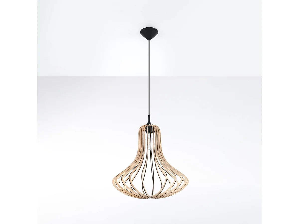 Lampes suspendues Zenix scandinave en bois - 1 sources lumineuses 4000K - L.41 x H.110 cm - bois naturel