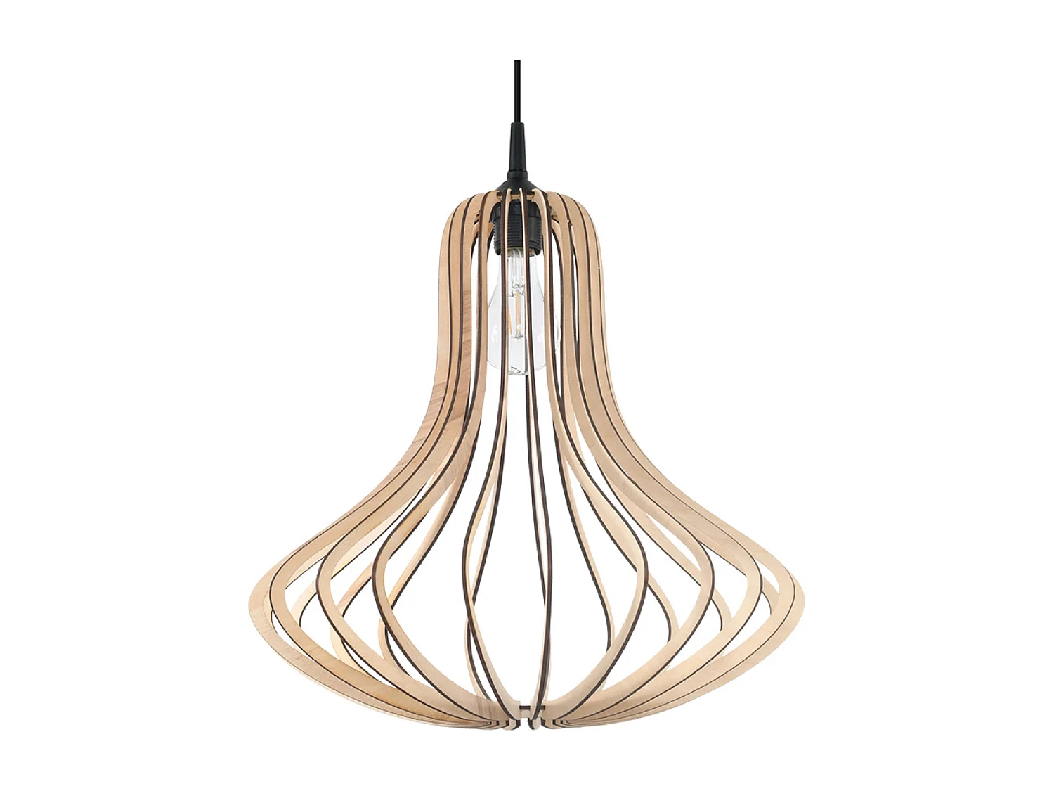 Lampes suspendues Zenix scandinave en bois - 1 sources lumineuses 4000K - L.41 x H.110 cm - bois naturel