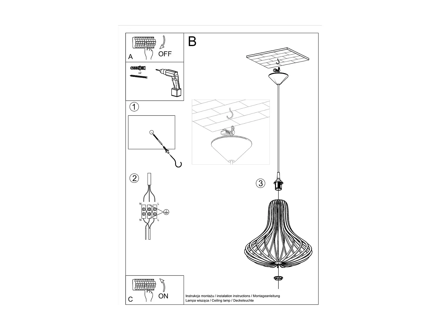 Lampes suspendues Zenix scandinave en bois - 1 sources lumineuses 4000K - L.41 x H.110 cm - bois naturel