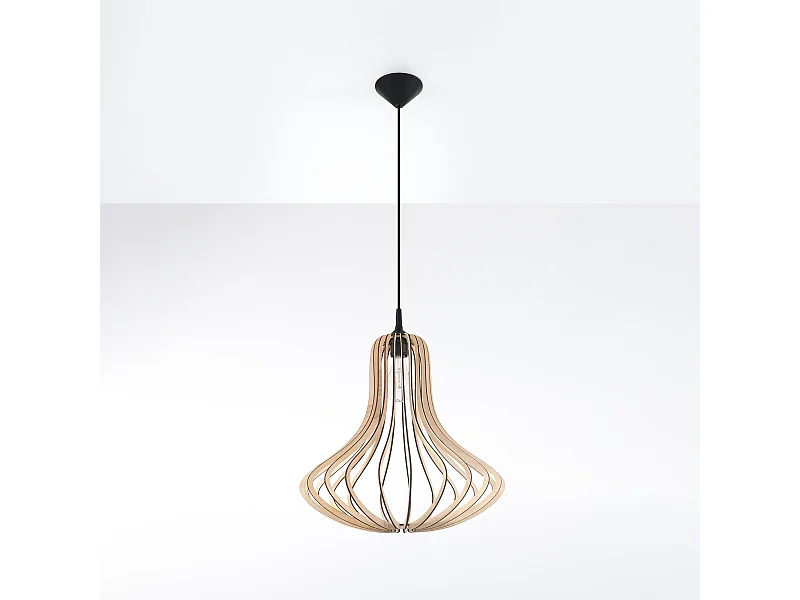Lampes suspendues Zenix scandinave en bois - 1 sources lumineuses 4000K - L.41 x H.110 cm - bois naturel
