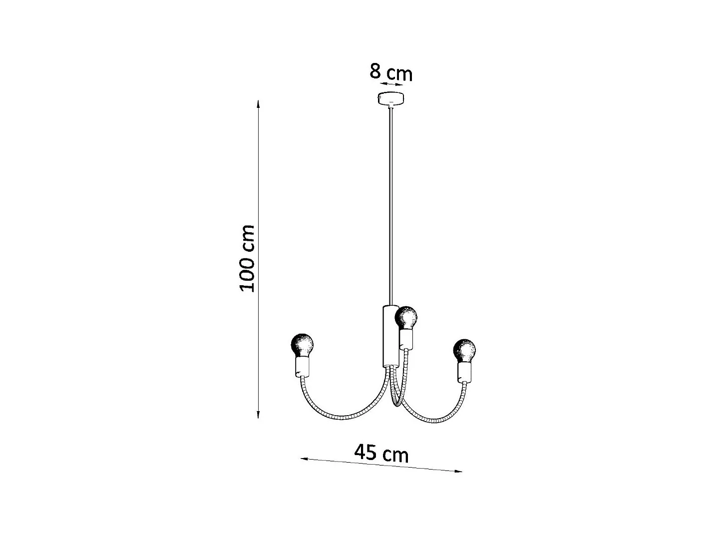 Lampadari Minimo moderno di acciaio - 3 sorgenti luminose 4000K - L.45 x A.100 cm - nero